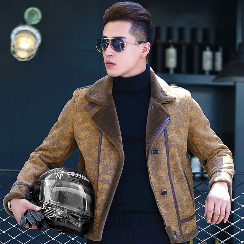 

Real men's jacket, thick wool motorcycle jacket, warm, winter,