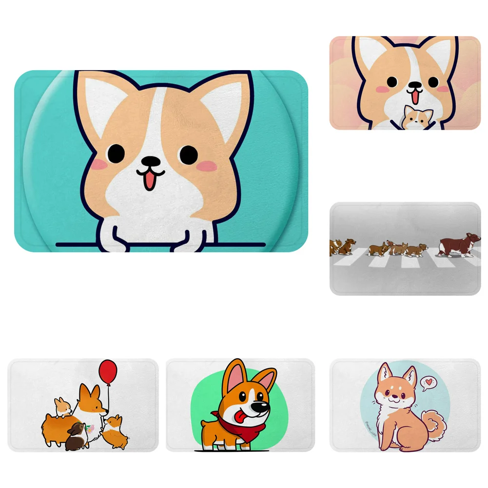 Мультяшный коврик Corgi с собакой мамой щенком мультяшный для ванной декоративный