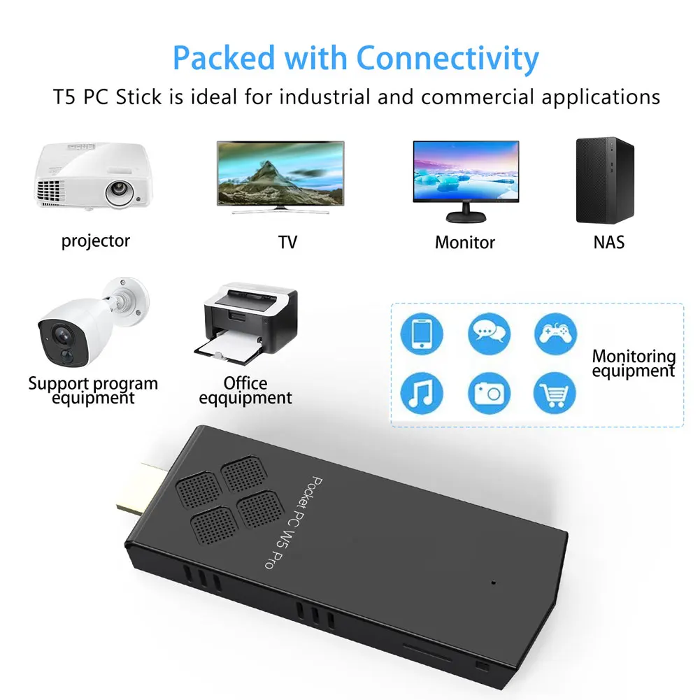 

W5 Pro Windows10 Mini Pc Stick Quad Core Atom X5-Z8350 RAM 4GB ROM 64GB 2GB 32GB 1000M Lan Media Player Set Top Box Stick