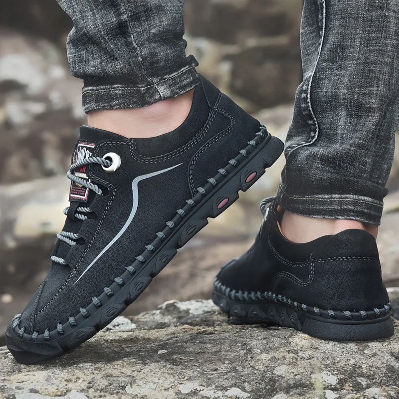 

Fashion Men Shoes slip on Split Leather Men Shoes Casual moccasins Comfortable Men Loafers Flats Shoes Breathable Shoes Men