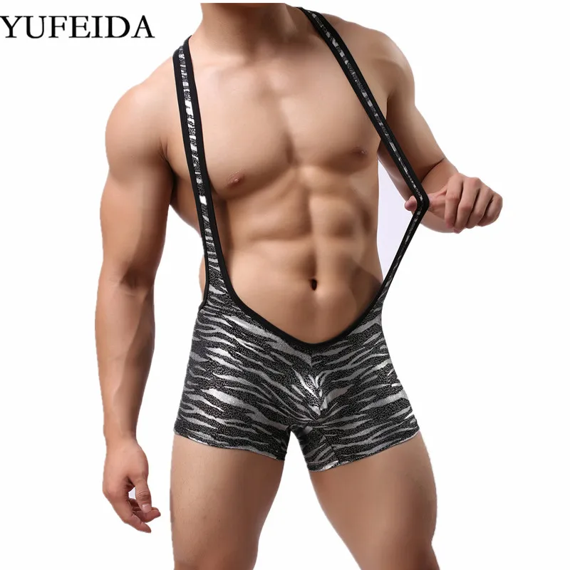 YUFEIDA сексуальное мужское нижнее белье боди трико с принтом борцовка топы