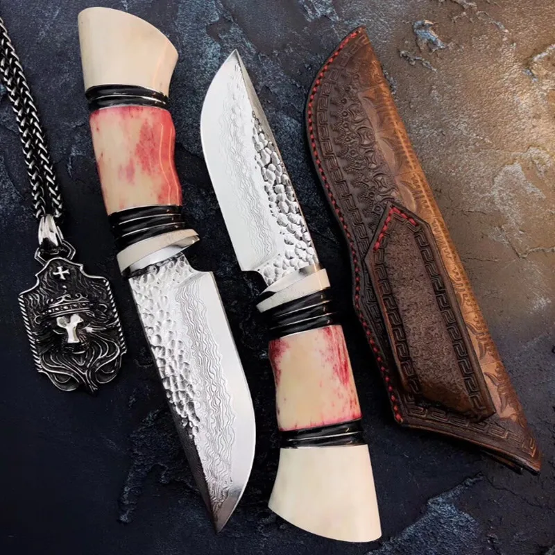Тактические ножи с фиксированным клинком нож из дамасской стали ручной работы