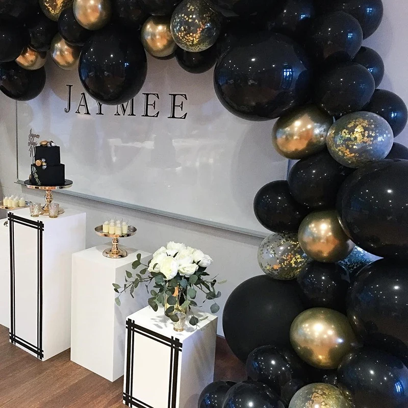 

163pcs Balloon Arch Garland Kit Chrome gold confetti Latex Black Balloons Wedding Baby Show Birthday Globos Decorations