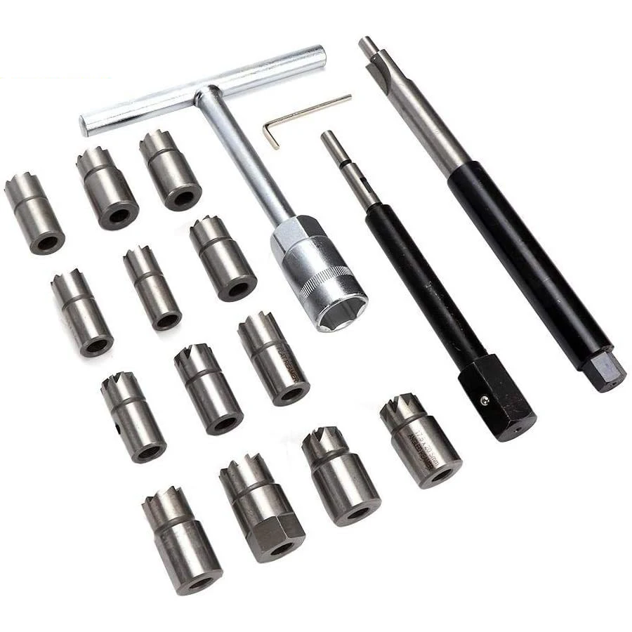 

Injector Remover 17Pcs Diesel Injector Seat & Cleaner Carbon Remover Seat Tools Cutter Milling Cutter Set Universal Car Tool Kit