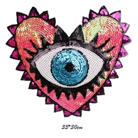 sequins patch for clothes coat embroidery patches heart eye diy clothing stickers sew on embroidered applique patch diy handmade
