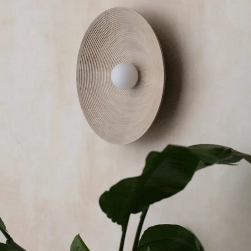 Круглая настенная лампа в японском стиле ретро комнатные прикроватные бра для