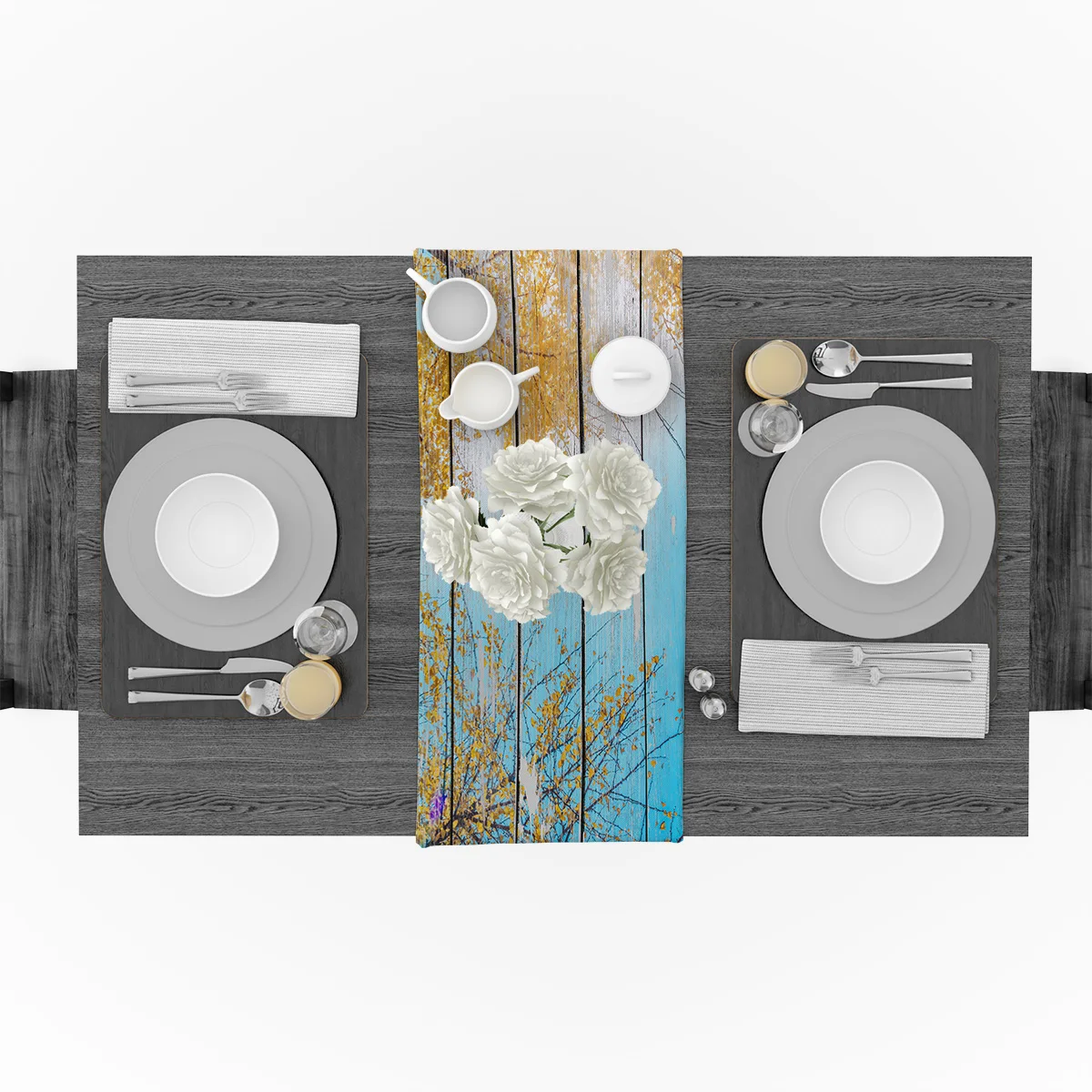 Table Runner Dresser Scarves Wood Tree Sky Autumn Kitchen Runners for Dinner Holiday Parties Wedding Events Home Decor | Дом и сад
