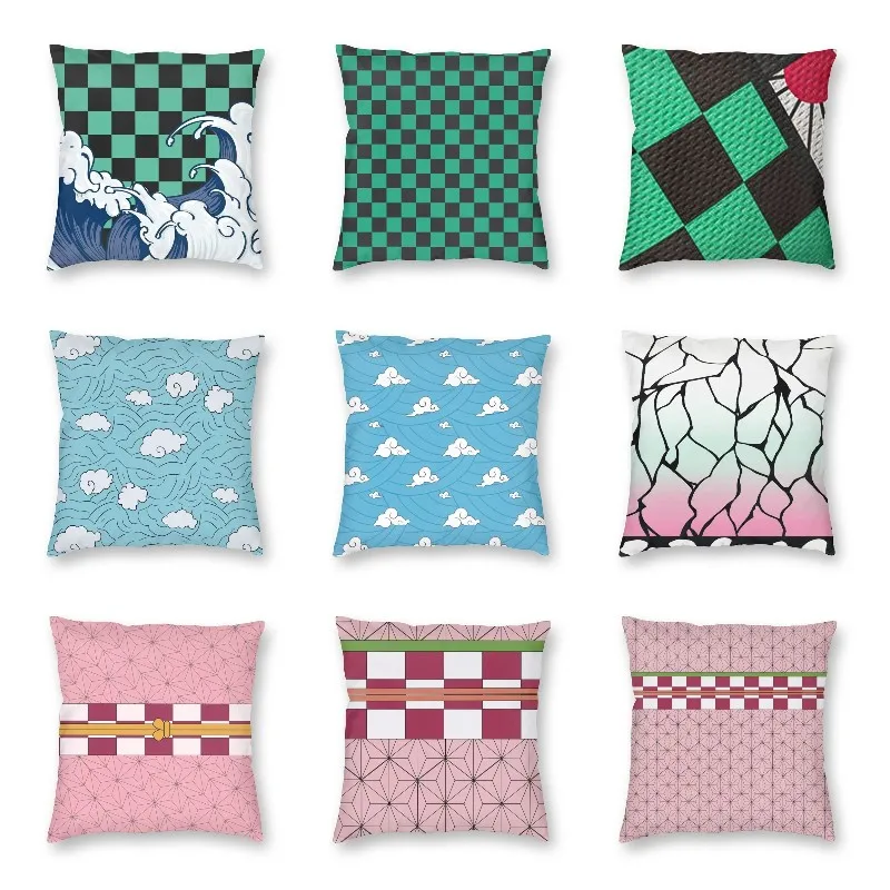 

Tanjiro Nezuko, дизайнерские наволочки для диванных подушек, домашний декор, Аниме Манга, квадратная наволочка 45x45