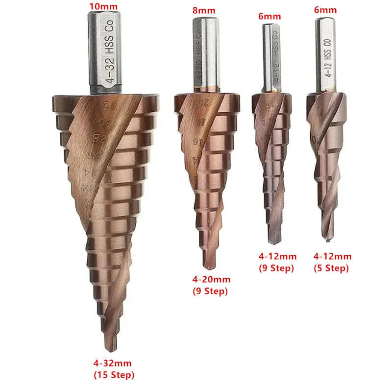 

M35 5% кобальтовое ступенчатое сверло 4-12/4-20/4-32 мм HSS-Co высокоскоростное стальное спиральное пазовое сверло Набор Резак для отверстий из нержав...