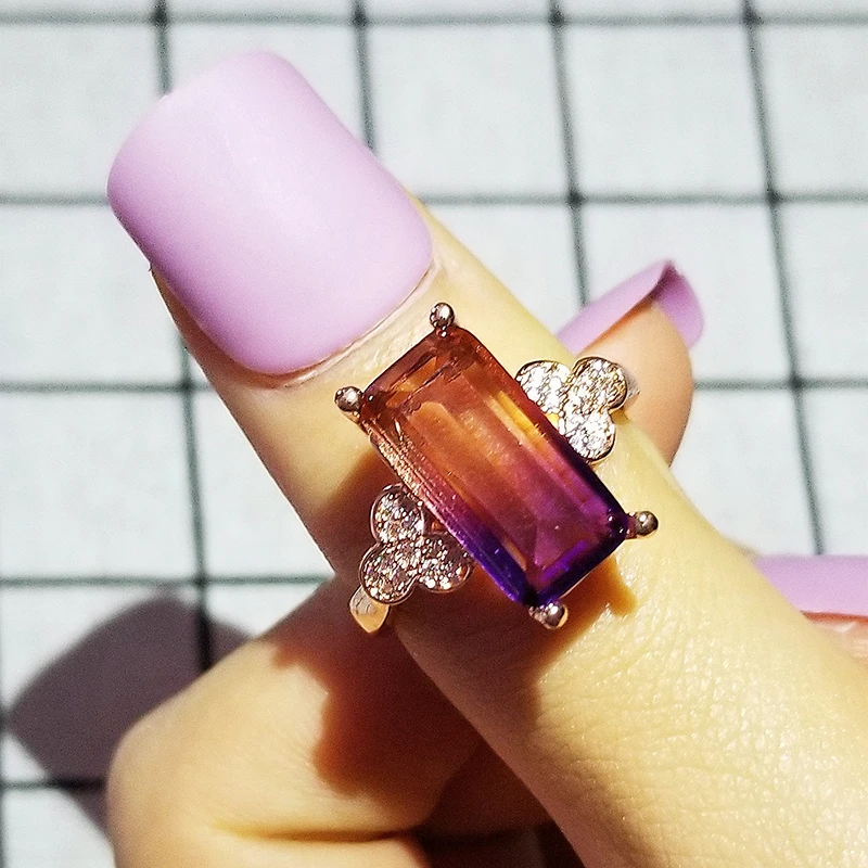 Новинка 2021 роскошное обручальное кольцо цвета розового золота фиолетового для
