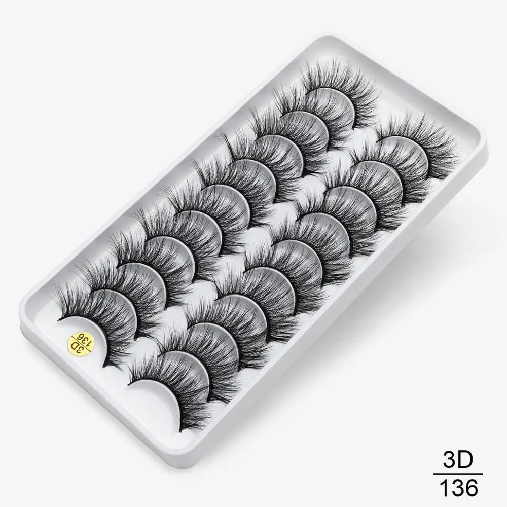 8/10 пар, натуральные длинные 3D ресницы из искусственной норки, толстые, ручная работа, полная полоса, ресницы, объемные, мягкие, норковые ресницы, накладные ресницы - Цвет: 3D-136
