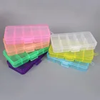 Пластиковая шкатулка для ювелирных украшений, многоцветный Регулируемый контейнер с 10 ячейками для бусин, серег, прямоугольная коробка для хранения