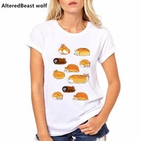 2019 humor hipster cool t shirt summer soft casual women tops orange corgi t shirt funny bread corgi dog design anime vogue tee