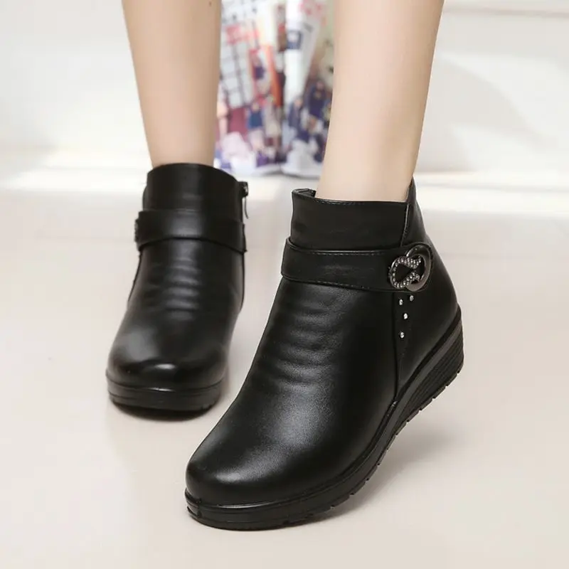 Сезон осень-зима Модные женские зимние ботинки Теплые для пожилых мам Женские