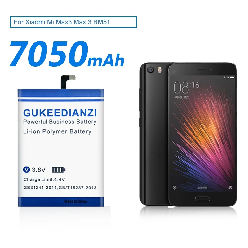 

GUKEEDIANZI For Xiaomi mi Max3 BM51 Phone Battery For Xiao mi Max3 Max 3 7050mAh BM51 Replacement Battery+Tools Tracking number