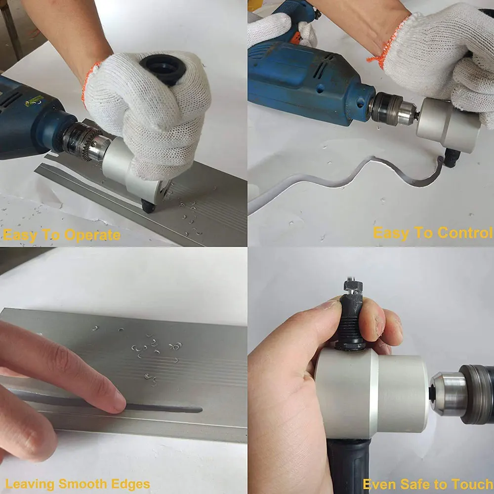 

Double Head Sheet Metal Nibbler Cutter 360 Degree Attachment Free Cutting Tool Adjustable Power Drill Nibbler Cutting Tools Kit