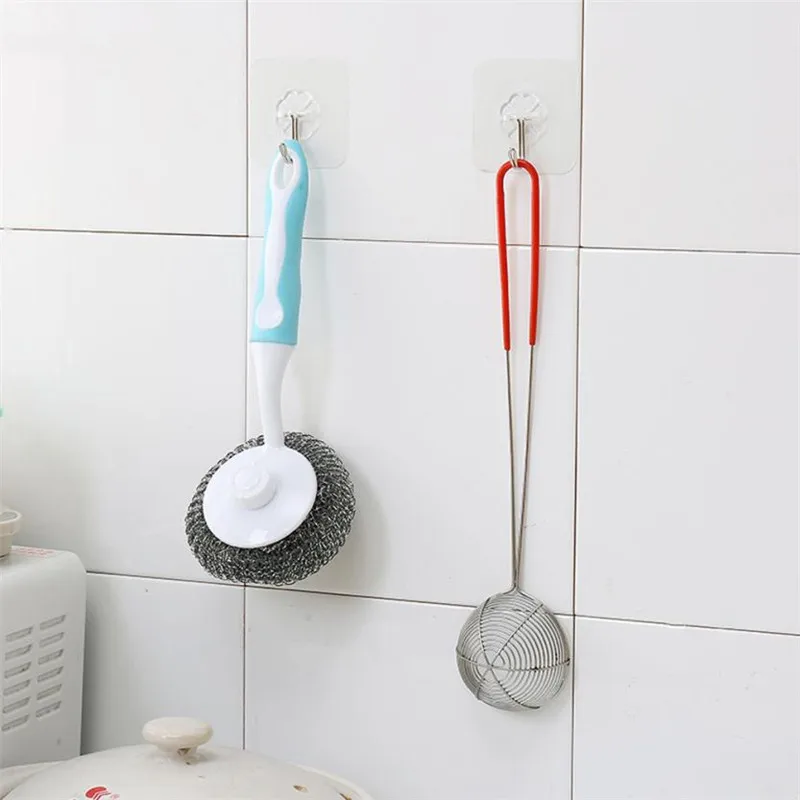 6PCS Strong Sticking Wall Hanger Transparent Plastic Suction Cup Sucker Bathroom Hooks Waterproof Tile Stick Rack Hangers#B15