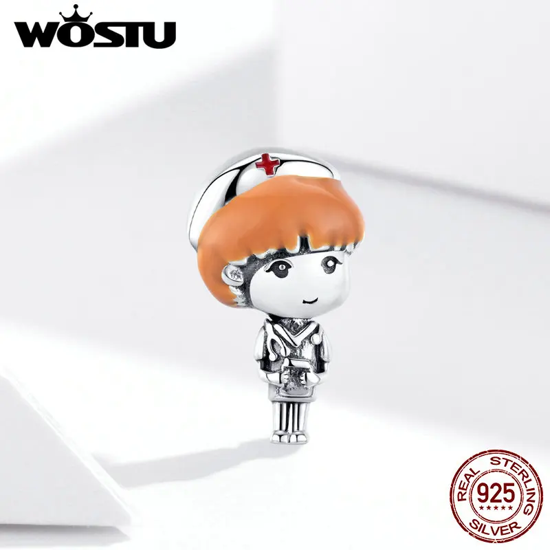 Подлинные серебряные бусины-подвески в виде доктора для медсестры и браслета |