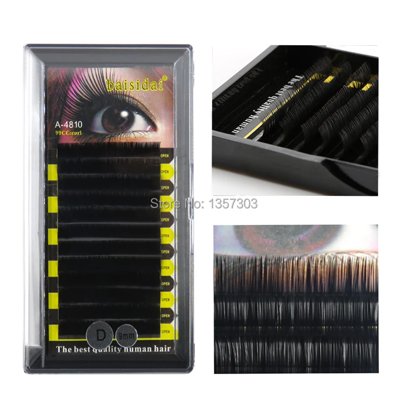 Free Shipping! Wholesale!10 x D curl 0.10 8mm,10mm,12mm 12 strips false eyelashes eyelash extension