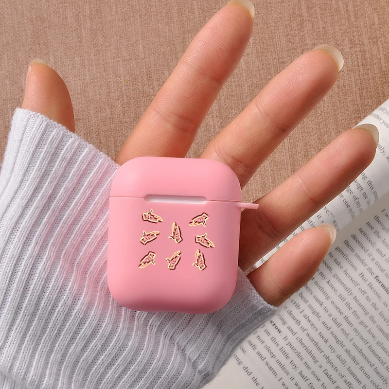 Чехол-накладка для Air Pods 12 мягкий розовый силиконовый чехол с изображением