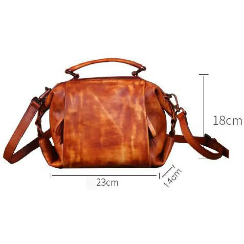 

Johnature Retro Bag 2021 New Leisure Genuine Leather Women Handbag Hand-painted Soft Cowhide Lady Shoulder & Crossbody Bags