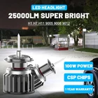 Автомобильные светодиодные фары H7, 25000LM светодиодный H1 H11 H8 H9 360 HIR2 9012 9005 HB3 HB4, автомобильные лампы, кварцевая трубка для линз проектора Csp