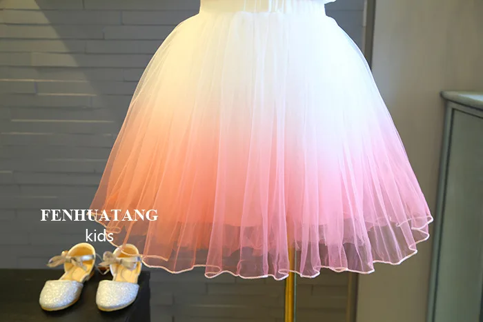 

Summer Girls Flamingo Short-sleeved T-shirt + Gradient Veil Skirts Two-piece Set Kids Clothes