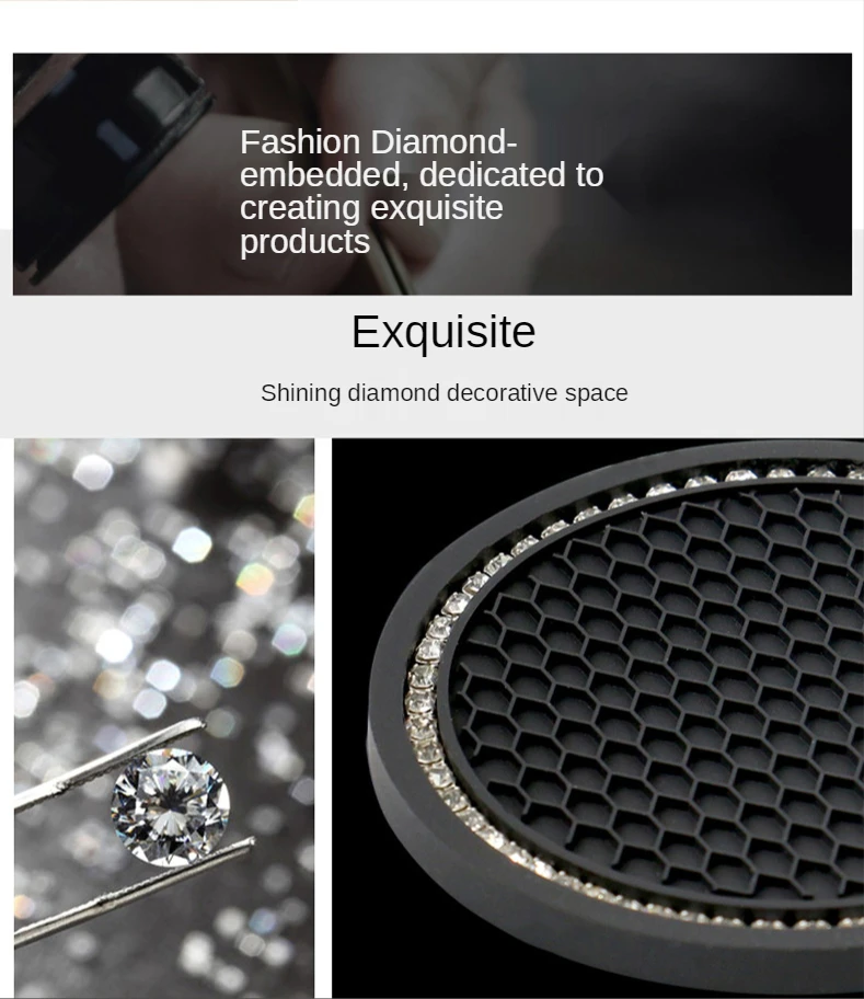 

2pcs Water Cup Coaster Creative Storage Mat Car Anti-slip Mat Interior Accessories Anti-Slip Pad Car Universal Diamond Honeycomb