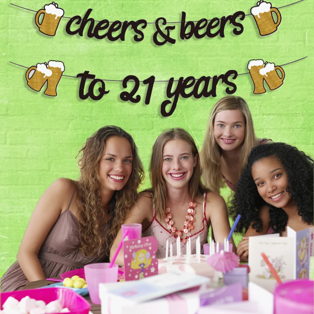 

1Set Adult Happy Birthday Gold Black Banner Cheers Beers to 21 30 40 50 60 years Birthday Banners 30 40 50th Party Decor Bunting