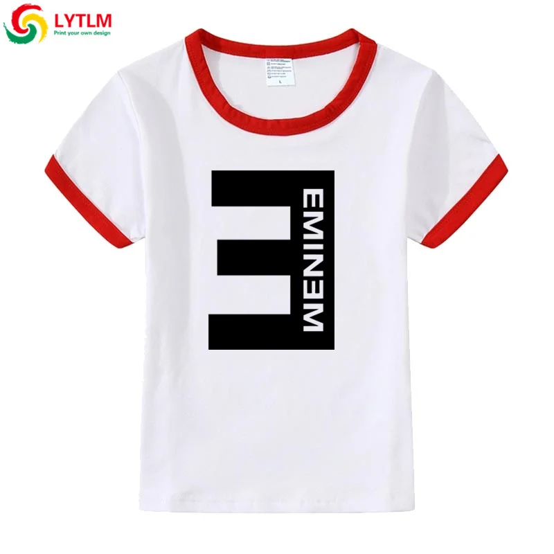 LYTLM/футболка для девочек 10 лет, футболка Eminem, Корейская уличная футболка в стиле хип-хоп в стиле панк-рок для мальчиков, Детская летняя одежда - Цвет: DXZB LYCRA Red