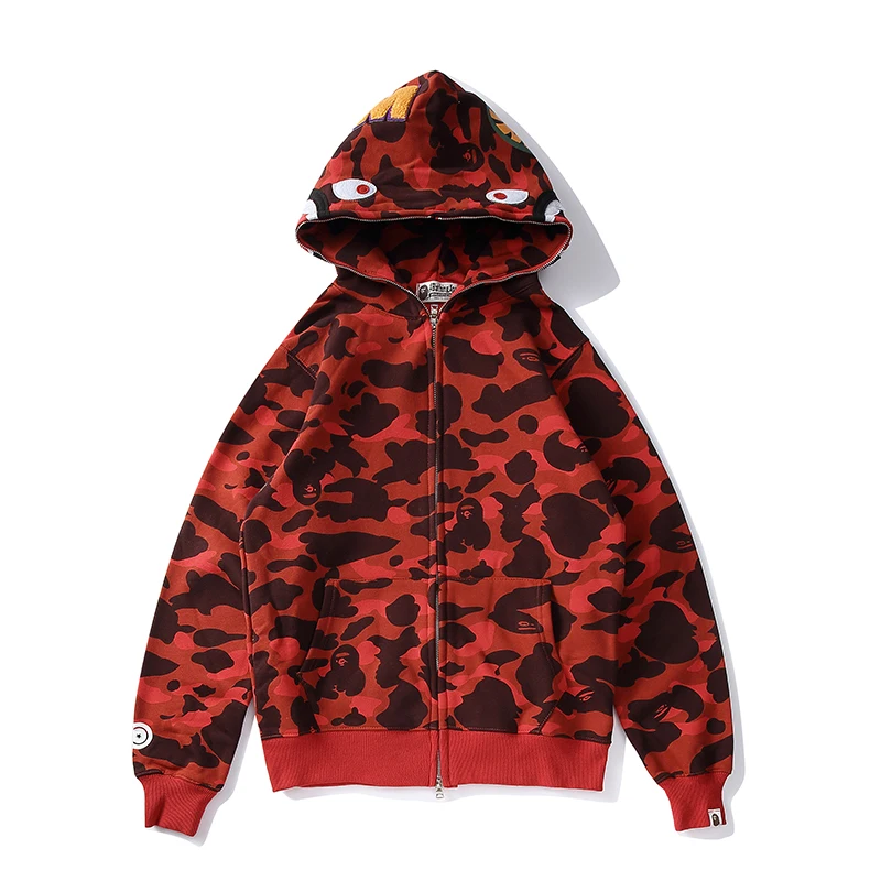 Новинка 2021 толстовки с капюшоном Bape Shark для мужчин и женщин повседневное пальто в