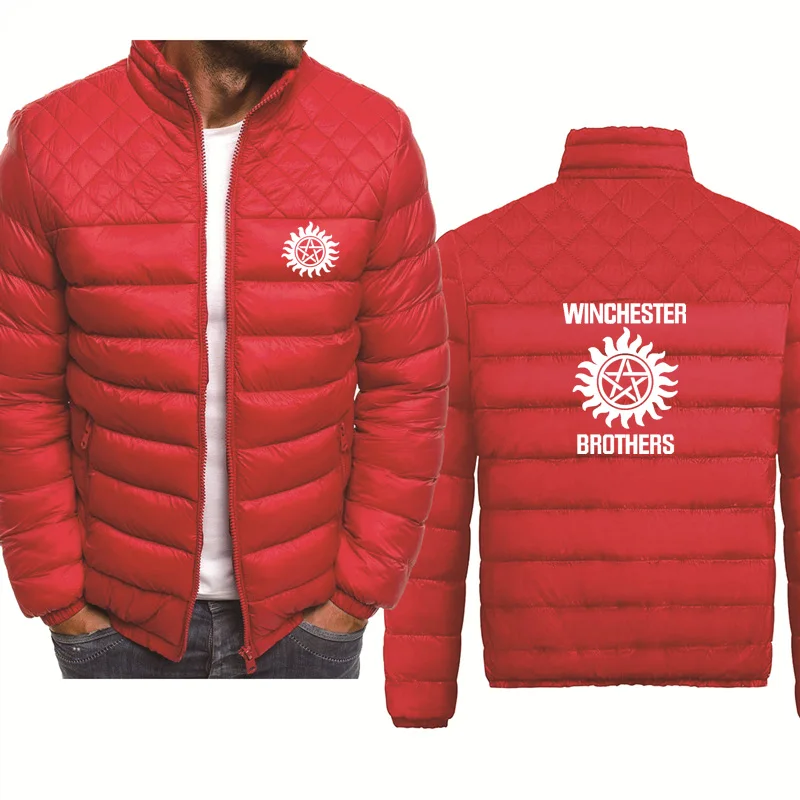 

2021 NEW Spring Autumn Men Zip Jacket Winchester Brothers Printing Casual High Quality Cotton Thicken Warm Wool Fleece Jacket