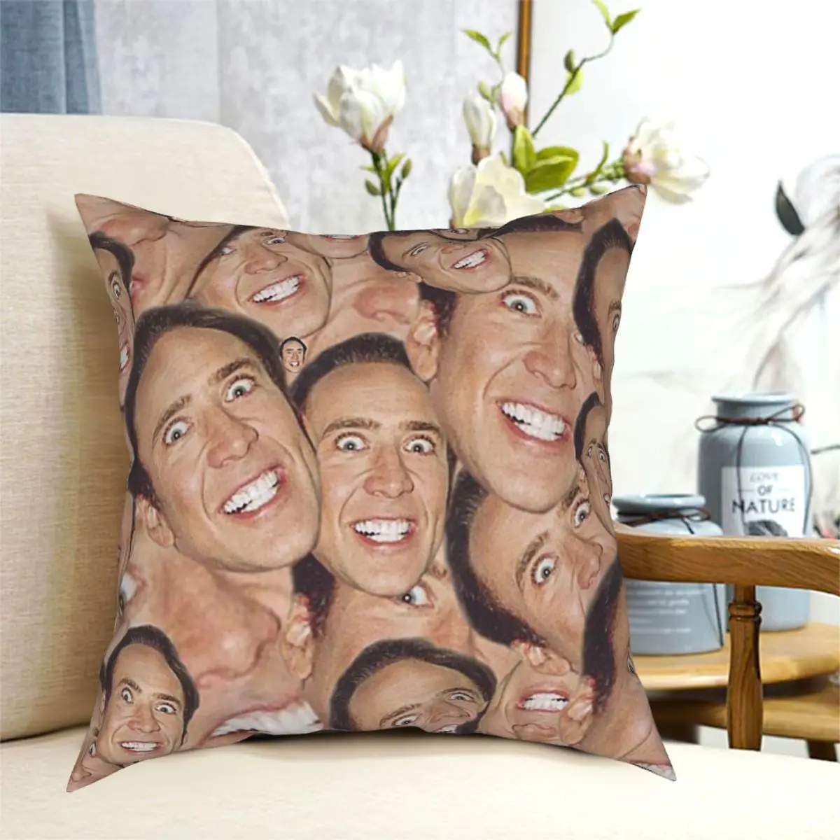 

Nicolas Cage Face Collage Design Throw Pillow Cushion Cover Decorative Pillowcases Case Home Sofa Cushions (Double Sides)