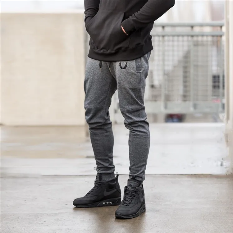 Spring and Autumn Fitness Trousers New Men's Trousers with Closed Feet and Casual Cotton Elastic Slim Trousers