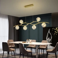 postmodern nordic led chandelier creative simple kitchen island glass ball chandelier restaurant bar cafe indoor lighting golden