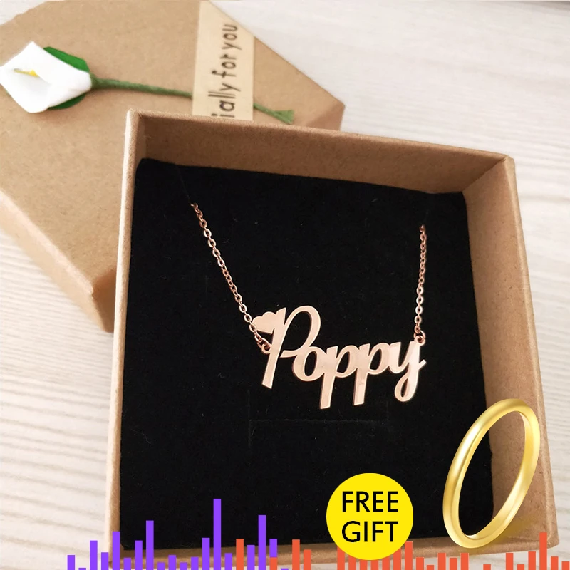 Customized Font Name Charm Necklace Personalized Custom Handwriting Name Plate Pendants Necklaces Link Chain Jewelry Women Gift