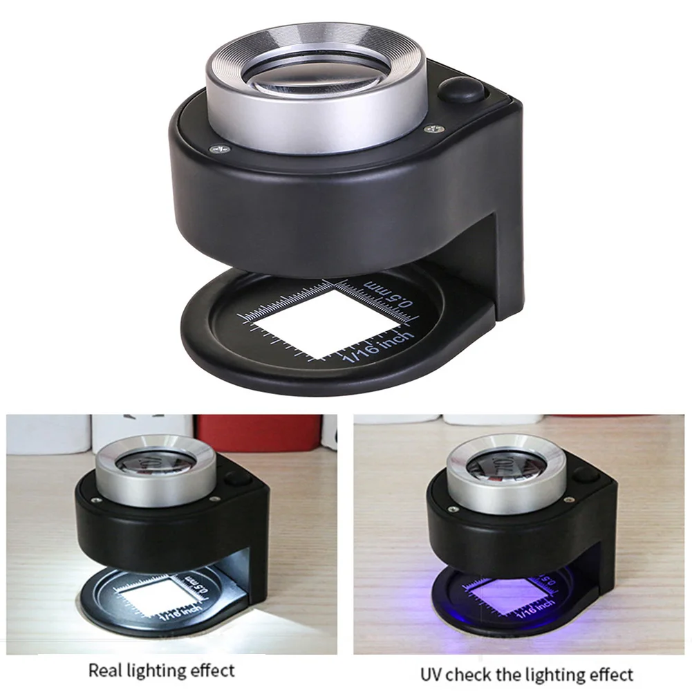 

Magnifying Glass Mini Portable Fabric Textile Optical Lenses LED Magnifier UV Light Home Jewelry Lighting Battery Powered Scale