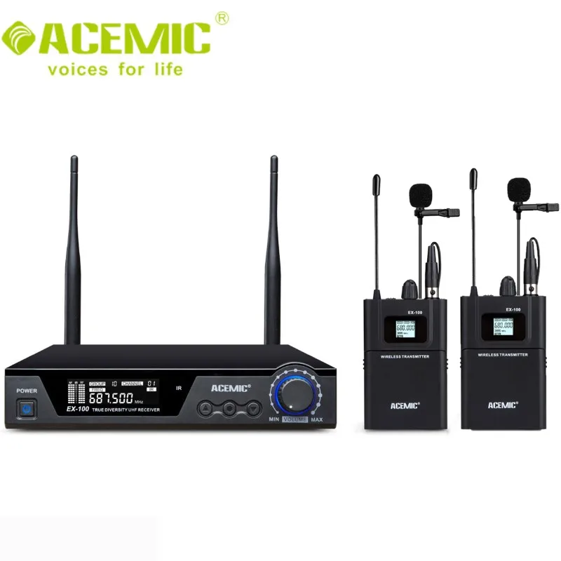 Двухканальный беспроводной микрофон acemia EX-200 UHF для профессионального