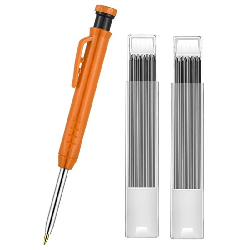 

Плотничный карандаш, 1 шт., набор твердых рабочих карандашей с 12 заправляемыми стержнями, встроенная точилка для рисования, письма, деревооб...