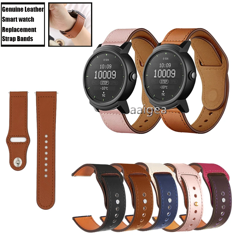 

20mm 22mm Genuine Leather Band Strap for Ticwatch 2/Ticwatch E for Huami Garmin Samsung Huawei Replacement band strap