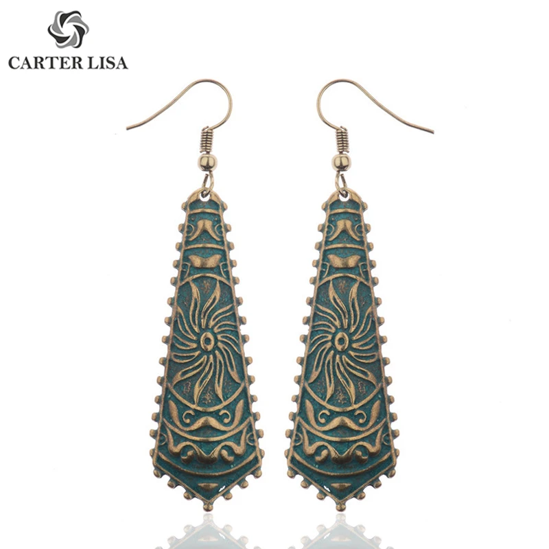 CARTER LISA богемные антикварные серьги с подвеской резные Висячие для женщин Новое