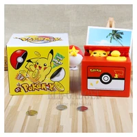 pokemon piggy bank electronic money box action anime figure pikachu steal coin piggy bank money safe box birthday children gift