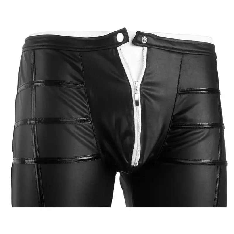 

Stylish Men Faux Leather Tight-fitting Pencil Pants Nightclub Slim Boots Pants Hair Stylist Tight Leg Trousers Couple Gay Wear