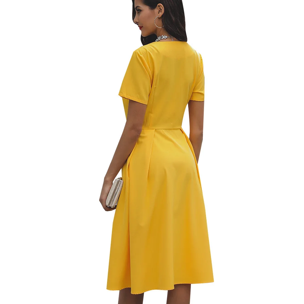 

Stitching Contrasting Color Irregular Collar Pleated Evening Dress Elegant Temperament Snow White Elegant Princess Dress