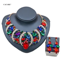 cacare luxury jewelry sets women party 2020 cheap big dubai jewelry set gold colorful drop earrings necklace set f1069 statement