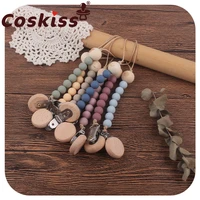 coskiss 1pcs baby beech wooden pacifier clip round pacifier clitp wooden beads soother chain baby shower gift for kids toys