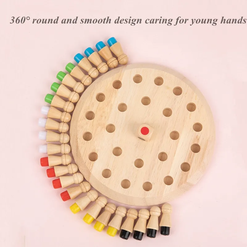 Juego de ajedrez de madera con memoria para niños, rompecabezas de Mesa de Color divertido, juguetes educativos de aprendizaje de habilidad cognitiva