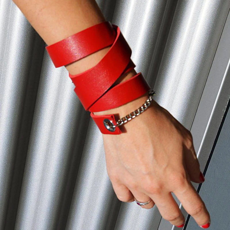 YD&YDBZ New Designer Leather Bracelet For Women Leather Jewelry Red Chain Bracelets Punk Bohemia Jewellery Fashion Accessories