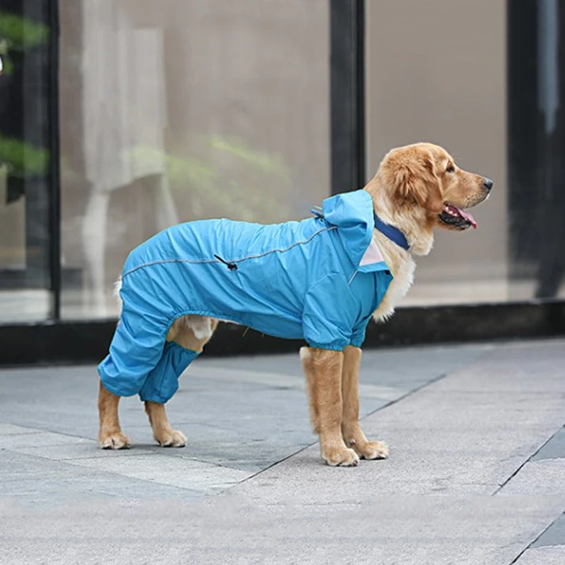 

Medium and large dog waterproof big dog raincoat pet Golden Retriever four-foot raincoat