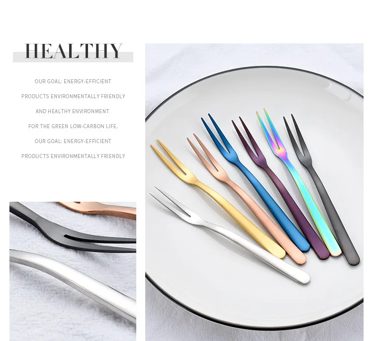 7 шт красочные 18/8 нержавеющая сталь фрукты вилка кухонный набор столовые приборы